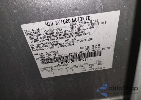 2009 Ford Flex Se z USA, uszkodzony, nr VIN 2FMDK51C09BA09211